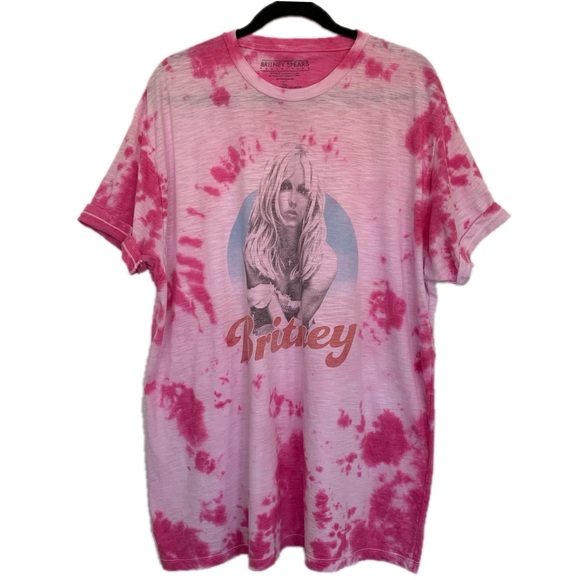 Britney Spears Tops - CUSTOM Britney Spears 2XL Pink Tie Dye Band Tee